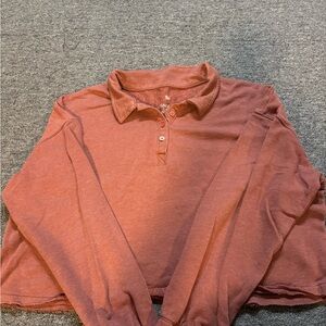 SO Warm Long Sleeve Lounge Life Polo Crop Top